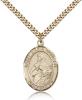 Gold Filled St. Maria Goretti Pendant, Stainless Gold Heavy Curb Chain, Large Size Catholic Medal, 1" x 3/4"