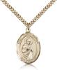 Gold Filled St. Isaac Jogues Pendant, Stainless Gold Heavy Curb Chain, Large Size Catholic Medal, 1" x 3/4"
