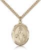 Gold Filled El Nino De Atocha Pendant, Stainless Gold Heavy Curb Chain, Large Size Catholic Medal, 1" x 3/4"