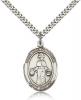 Sterling Silver El Nino De Atocha Pendant, Stainless Silver Heavy Curb Chain, Large Size Catholic Medal, 1" x 3/4"