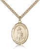 Gold Filled St. Barnabas Pendant, Stainless Gold Heavy Curb Chain, Large Size Catholic Medal, 1" x 3/4"