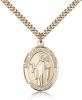 Gold Filled St. Joseph The Worker Pendant, Stainless Gold Heavy Curb Chain, Large Size Catholic Medal, 1" x 3/4"