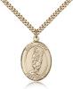Gold Filled St. Victor of Marseilles Pendant, Stainless Gold Heavy Curb Chain, Large Size Catholic Medal, 1" x 3/4"
