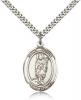 Sterling Silver St. Victor of Marseilles Pendant, Stainless Silver Heavy Curb Chain, Large Size Catholic Medal, 1" x 3/4"