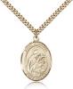 Gold Filled St. Aloysius Gonzaga Pendant, Stainless Gold Heavy Curb Chain, Large Size Catholic Medal, 1" x 3/4"