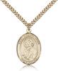 Gold Filled St. Dominic Savio Pendant, Stainless Gold Heavy Curb Chain, Large Size Catholic Medal, 1" x 3/4"