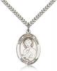 Sterling Silver St. Dominic Savio Pendant, Stainless Silver Heavy Curb Chain, Large Size Catholic Medal, 1" x 3/4"