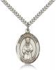 Sterling Silver Our Lady of Hope Pendant, Stainless Silver Heavy Curb Chain, Large Size Catholic Medal, 1" x 3/4"