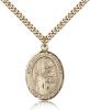 Gold Filled San Juan de La Cruz Pendant, Stainless Gold Heavy Curb Chain, Large Size Catholic Medal, 1" x 3/4"