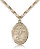 Gold Filled St. Bernard of Clairvaux Pendant, Stainless Gold Heavy Curb Chain, Large Size Catholic Medal, 1" x 3/4"
