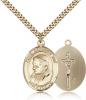 Gold Filled Pope Benedict XVI Pendant, Stainless Gold Heavy Curb Chain, Large Size Catholic Medal, 1" x 3/4"