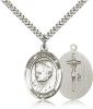 Sterling Silver Pope Benedict XVI Pendant, Stainless Silver Heavy Curb Chain, Large Size Catholic Medal, 1" x 3/4"