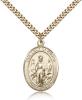 Gold Filled Our Lady of Knock Pendant, Stainless Gold Heavy Curb Chain, Large Size Catholic Medal, 1" x 3/4"
