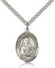 Sterling Silver Our Lady of the Railroad Pendant, Stainless Silver Heavy Curb Chain, Large Size Catholic Medal, 1" x 3/4"