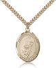 Gold Filled Blessed Trinity Pendant, Stainless Gold Heavy Curb Chain, Large Size Catholic Medal, 1" x 3/4"