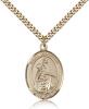 Gold Filled St. Isabella of Portugal Pendant, Stainless Gold Heavy Curb Chain, Large Size Catholic Medal, 1" x 3/4"