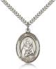Sterling Silver St. Victoria Pendant, Stainless Silver Heavy Curb Chain, Large Size Catholic Medal, 1" x 3/4"