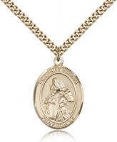 Gold Filled St. Isaiah Pendant, Stainless Gold Heavy Curb Chain, Large Size Catholic Medal, 1" x 3/4"