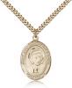 Gold Filled St. John Baptist de La Salle Pendant, Stainless Gold Heavy Curb Chain, Large Size Catholic Medal, 1" x 3/4"