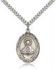 Sterling Silver Our Lady of San Juan Pendant, Stainless Silver Heavy Curb Chain, Large Size Catholic Medal, 1" x 3/4"