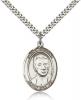 Sterling Silver St. Eugene de Mazenod Pendant, Stainless Silver Heavy Curb Chain, Large Size Catholic Medal, 1" x 3/4"