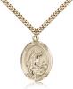 Gold Filled St. Colette Pendant, Stainless Gold Heavy Curb Chain, Large Size Catholic Medal, 1" x 3/4"