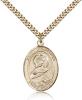 Gold Filled St. Perpetua Pendant, Stainless Gold Heavy Curb Chain, Large Size Catholic Medal, 1" x 3/4"