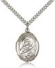 Sterling Silver St. Perpetua Pendant, Stainless Silver Heavy Curb Chain, Large Size Catholic Medal, 1" x 3/4"