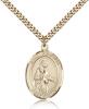 Gold Filled St. Remigius of Reims Pendant, Stainless Gold Heavy Curb Chain, Large Size Catholic Medal, 1" x 3/4"