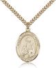 Gold Filled St. Basil the Great Pendant, Stainless Gold Heavy Curb Chain, Large Size Catholic Medal, 1" x 3/4"