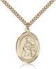 Gold Filled St. Angela Merici Pendant, Stainless Gold Heavy Curb Chain, Large Size Catholic Medal, 1" x 3/4"