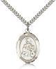 Sterling Silver St. Angela Merici Pendant, Stainless Silver Heavy Curb Chain, Large Size Catholic Medal, 1" x 3/4"