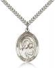 Sterling Silver Our Lady of Good Counsel Pendant, Stainless Silver Heavy Curb Chain, Large Size Catholic Medal, 1" x 3/4"