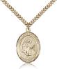 Gold Filled Our Lady of Mercy Pendant, Stainless Gold Heavy Curb Chain, Large Size Catholic Medal, 1" x 3/4"