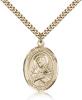 Gold Filled Mater Dolorosa Pendant, Stainless Gold Heavy Curb Chain, Large Size Catholic Medal, 1" x 3/4"