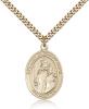 Gold Filled Our Lady of Consolation Pendant, Stainless Gold Heavy Curb Chain, Large Size Catholic Medal, 1" x 3/4"