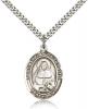 Sterling Silver Marie Magdalen Postel Pendant, Stainless Silver Heavy Curb Chain, Large Size Catholic Medal, 1" x 3/4"