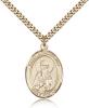 Gold Filled St. Athanasius Pendant, Stainless Gold Heavy Curb Chain, Large Size Catholic Medal, 1" x 3/4"