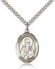 Sterling Silver St. Athanasius Pendant, Stainless Silver Heavy Curb Chain, Large Size Catholic Medal, 1" x 3/4"