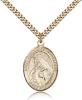 Gold Filled St. Margaret of Cortona Pendant, Stainless Gold Heavy Curb Chain, Large Size Catholic Medal, 1" x 3/4"