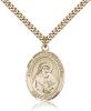 Gold Filled St. Bede the Venerable Pendant, Stainless Gold Heavy Curb Chain, Large Size Catholic Medal, 1" x 3/4"