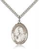 Sterling Silver St. Finnian of Clonard Pendant, Stainless Silver Heavy Curb Chain, Large Size Catholic Medal, 1" x 3/4"