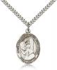 Sterling Silver St. Elizabeth of the Visitation Pe, Stainless Silver Heavy Curb Chain, Large Size Catholic Medal, 1" x 3/4"
