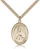 Gold Filled St. Olivia Pendant, Stainless Gold Heavy Curb Chain, Large Size Catholic Medal, 1" x 3/4"