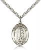 Sterling Silver St. Zoe of Rome Pendant, Stainless Silver Heavy Curb Chain, Large Size Catholic Medal, 1" x 3/4"