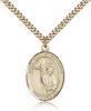 Gold Filled St. Paul of the Cross Pendant, Stainless Gold Heavy Curb Chain, Large Size Catholic Medal, 1" x 3/4"