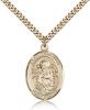 Gold Filled St. Christina the Astonishing Pendant, Stainless Gold Heavy Curb Chain, Large Size Catholic Medal, 1" x 3/4"