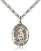 Sterling Silver St. Christina the Astonishing Pend, Stainless Silver Heavy Curb Chain, Large Size Catholic Medal, 1" x 3/4"