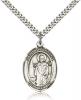 Sterling Silver St. Wolfgang Pendant, Stainless Silver Heavy Curb Chain, Large Size Catholic Medal, 1" x 3/4"