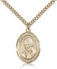 Gold Filled St. Luigi Orione Pendant, Stainless Gold Heavy Curb Chain, Large Size Catholic Medal, 1" x 3/4"